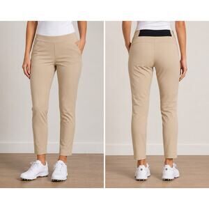 Peter Millar Women’s Tan Golf Ankle Pants – Size 0 Side Zipper Black Stretchband
